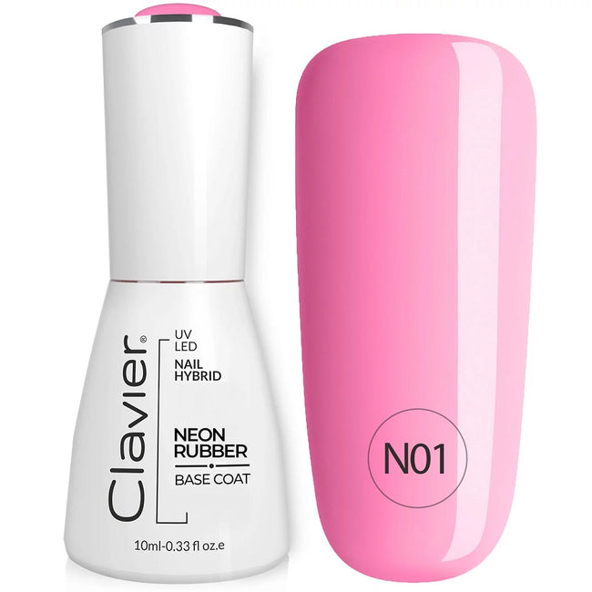 Clavier Luxury Neon Rubber Base kolorowa baza kauczukowa N01 Pink Rainbow 10ml