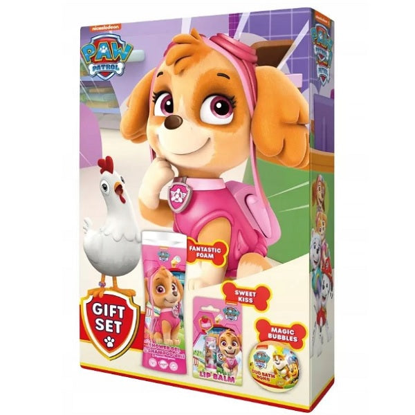 Paw Patrol Psi Patrol Skye zestaw kula do kąpieli 100g + balsam do ust 4.4g + żel pod prysznic 300ml