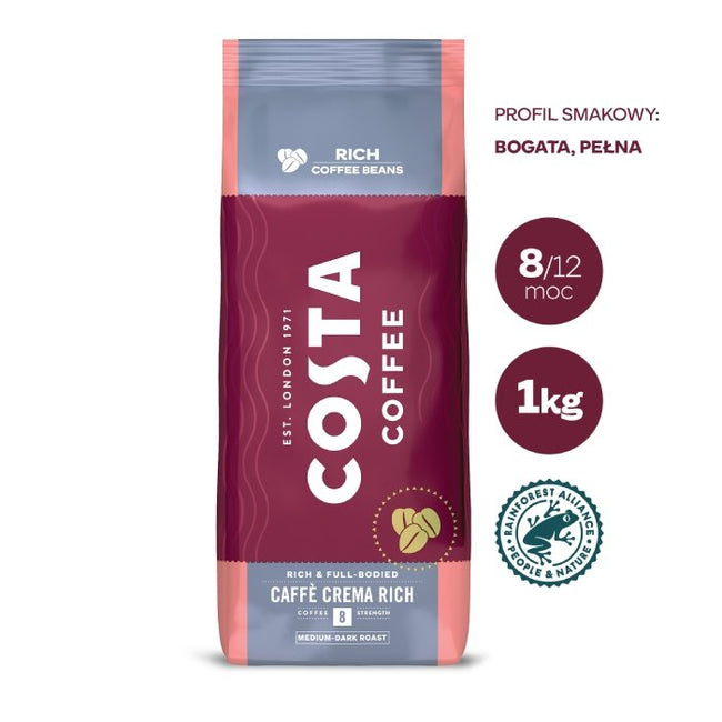 COSTA COFFEE Caffe Crema Rich kawa ziarnista Medium Dark Roast 1000g