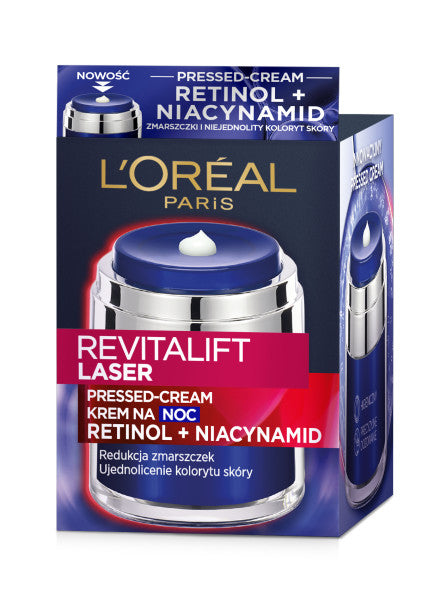 L'Oreal Paris Revitalift Laser Pressed Cream przeciwzmarszczkowy krem do twarzy na noc Retinol i Niacynamid 50ml