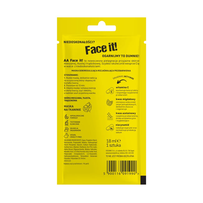 AA Face It! maska seboregulująca rozjaśniająca przebarwienia 18ml