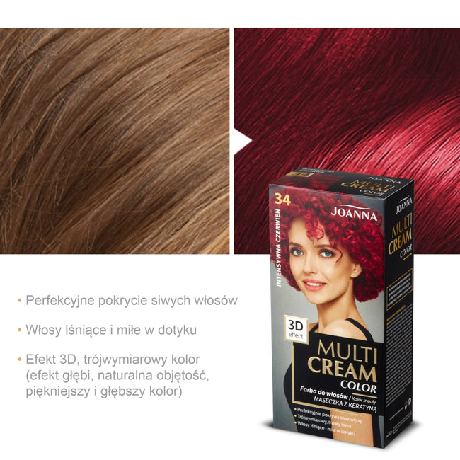 Joanna Multi Cream Color farba do włosów 34 Intensywna Czerwień