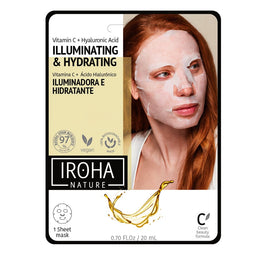 IROHA nature Illuminating & Hydrating Tissue Face Mask rozświetlająco-nawilżająca maska w płachcie z witaminą C i kwasem hialuronowym 20ml