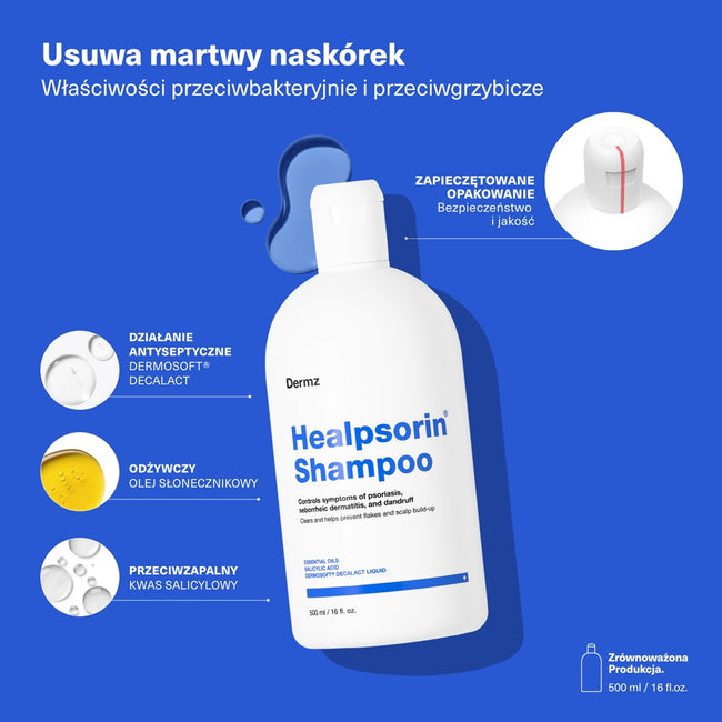 Dermz Healpsorin szampon na łuszczycę i ŁZS 500ml