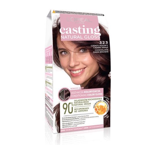 L'Oreal Paris Casting Natural Gloss farba do włosów 323 Czekoladowy Ciemny Brąz