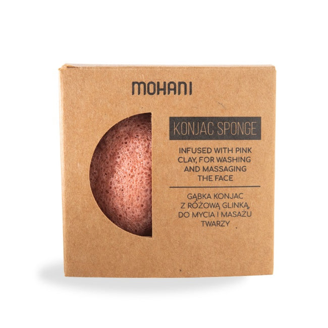 Mohani Konjac Sponge naturalna gąbka do mycia twarzy z różową glinką