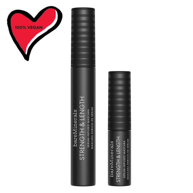 bareMinerals Strength & Length Mascara Duo zestaw wzmacniająco-wydłużających tusz do rzęs 8ml + mini wzmacniająco-wydłużających tusz do rzęs 2ml