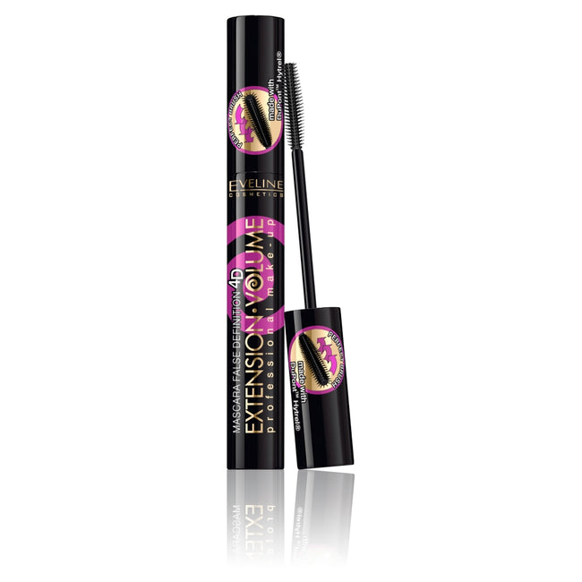 Eveline Cosmetics Extension Volume 4D False Definition Mascara pogrubiająco-rozdzielający tusz do rzęs Black 10ml