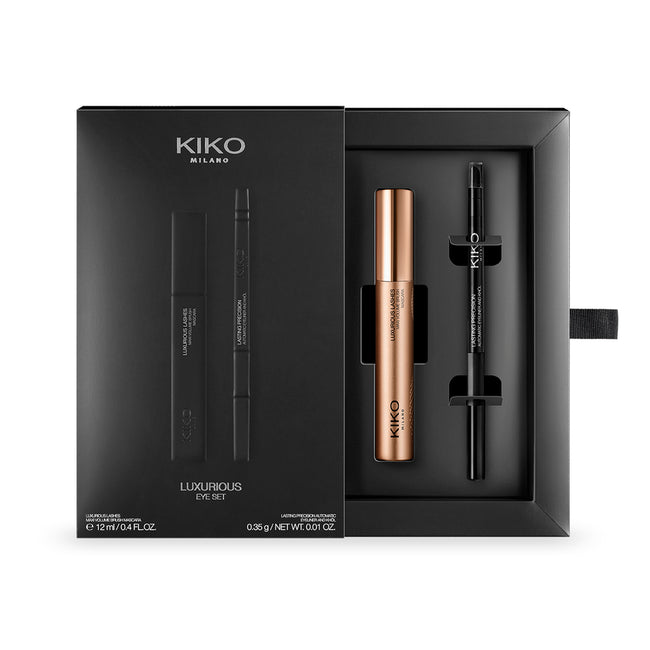 KIKO Milano Luxurious Eye Set zestaw tusz do rzęs nadający wyjątkową objętość 12ml + kredka do oczu 16 Black 0.35g