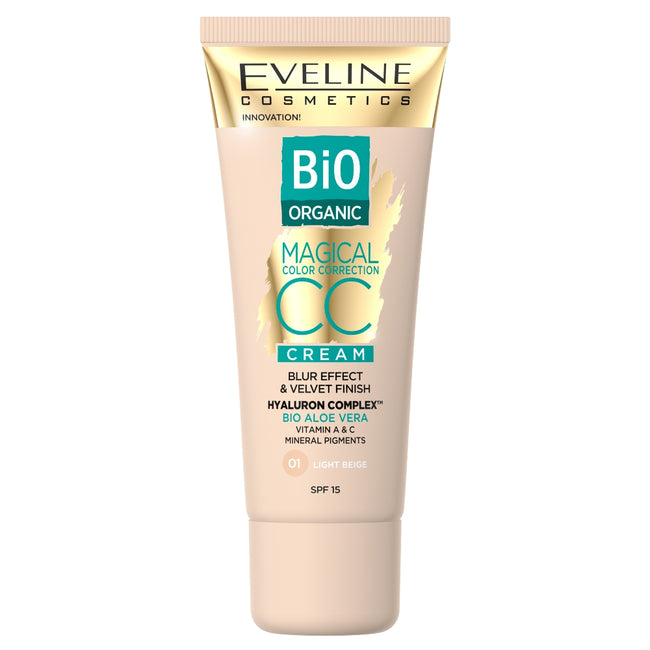 Eveline Cosmetics Bio Organic Magical Color Correction Cream krem CC z mineralnymi pigmentami 01 Light Beige 30ml