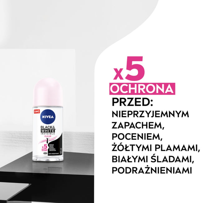Nivea Black&White Invisible Clear antyperspirant w kulce 50ml
