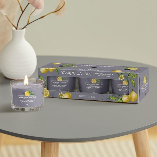 Yankee Candle Black Tea & Lemon zestaw mini świec zapachowych 3x37g