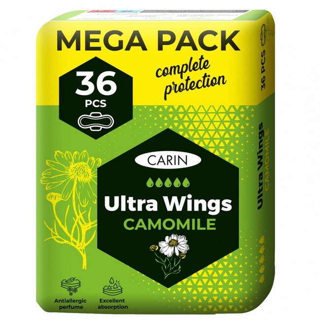 Carin Ultra Wings Camomile ultracienkie podpaski ze skrzydełkami 36szt