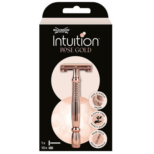 Wilkinson Intuition Rose Gold klasyczna maszynka do golenia dla kobiet z wymiennymi żyletkami rączka + 10 żyletek