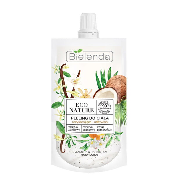Bielenda Eco Nature peeling do ciała oczyszczająco-odżywczy Mleczko Waniliowe & Kokosowe & Kwiat Pomarańczy 100g