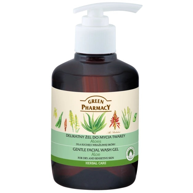Green Pharmacy Gentle Facial Wash Gel żel do mycia twarzy dla suchej i wrażliwej skóry Aloes 270ml