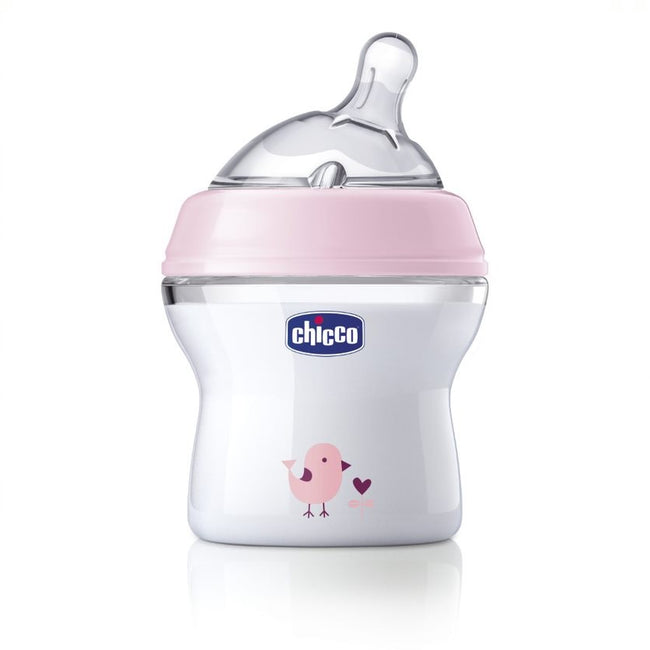 Chicco NaturalFeeling zestaw do karmienia butelka 150ml 0m+ + butelka 250ml 2m+ + smoczek PhysioForma Comfort 0m+ Różowy