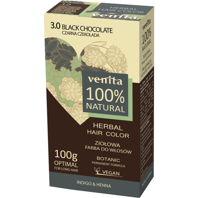 Venita Herbal Hair Color ziołowa farba do włosów 3.0 Czarna Czekolada 100g