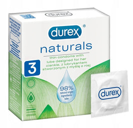 Durex Naturals cienkie prezerwatywy z lubrykantem stworzone z myślą o niej 3szt