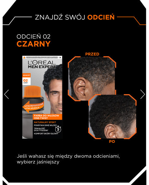 L'Oreal Paris Men Expert One-Twist farba do włosów 02 Czarny
