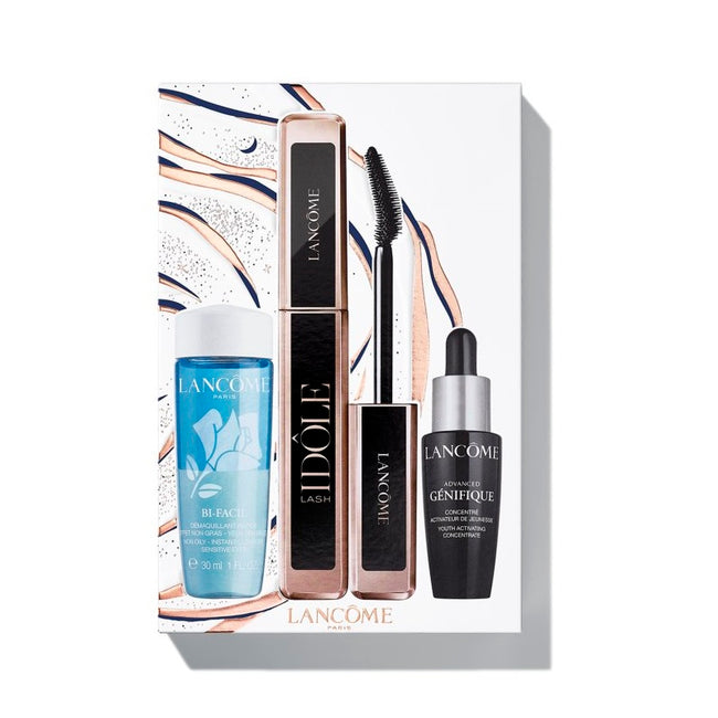 Lancome Lash Idole Mascara Gift Set zestaw tusz do rzęs 01 Glossy Black 8ml + płyn do demakijażu oczu 30ml + serum do twarzy 10ml