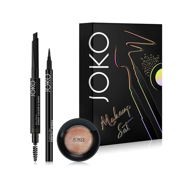 Joko Makeup Set 2 zestaw Eyeliner Perfect Wings + Brow Pencil 4 + Eyeshadow Mono 504