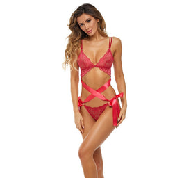 Rene Rofe Lingerie Love Status Lace Bra koronkowy komplet bielizny Red M/L