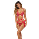 Rene Rofe Lingerie Love Status Lace Bra koronkowy komplet bielizny Red M/L