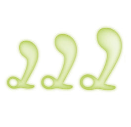 Whipsmart Glow In The Dark Silicone Prostate Training zestaw świecących w ciemności korków do ćwiczeń prostaty White