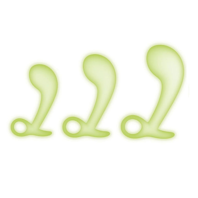 Whipsmart Glow In The Dark Silicone Prostate Training zestaw świecących w ciemności korków do ćwiczeń prostaty White