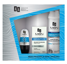 AA Men Sensitive zestaw pianka do golenia nawilżająca dla skóry bardzo wrażliwej 250ml + balsam po goleniu nawilżający dla skóry bardzo wrażliwej 100ml + antyperspirant w kulce do skóry wrażliwej 50ml