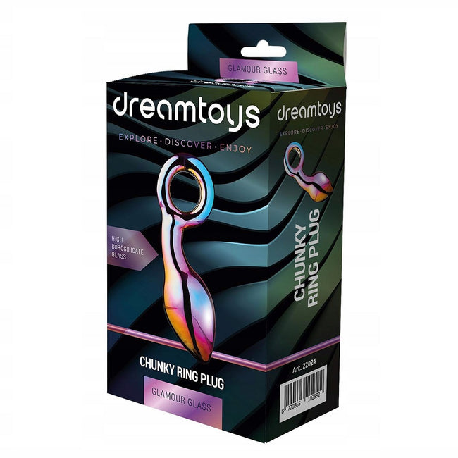 Dream Toys Glamour Glass Chunky Ring Plug szklany korek analny z uchwytem