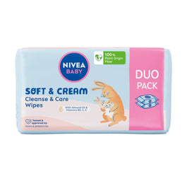 Nivea Baby Soft & Cream chusteczki biodegradowalne 2x57szt