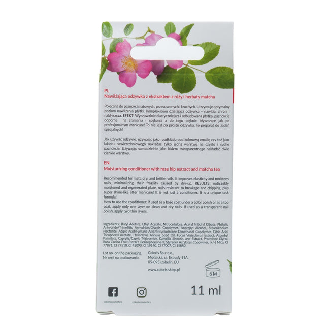 LC+ Nawilżająca odżywka do paznokci z ekstraktem z róży i herbaty matcha 11ml