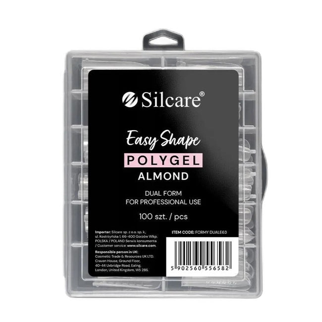 Silcare Easy Shape Polygel formy do akrylożelu Clear Dual Almond 100szt.