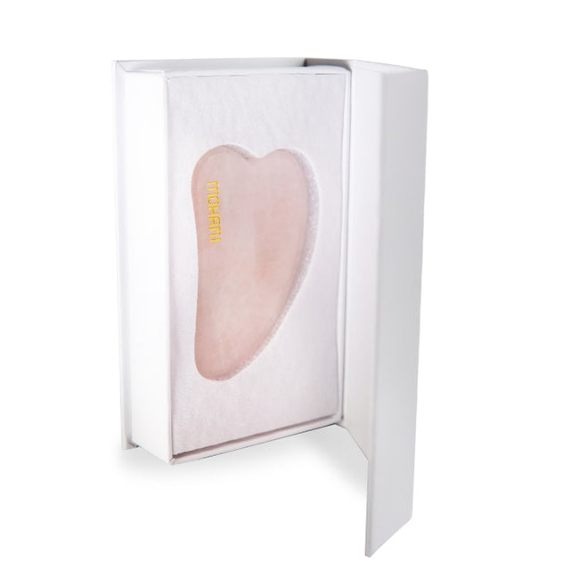 Mohani Gua Sha płytka do masażu twarzy z różowego kwarcu