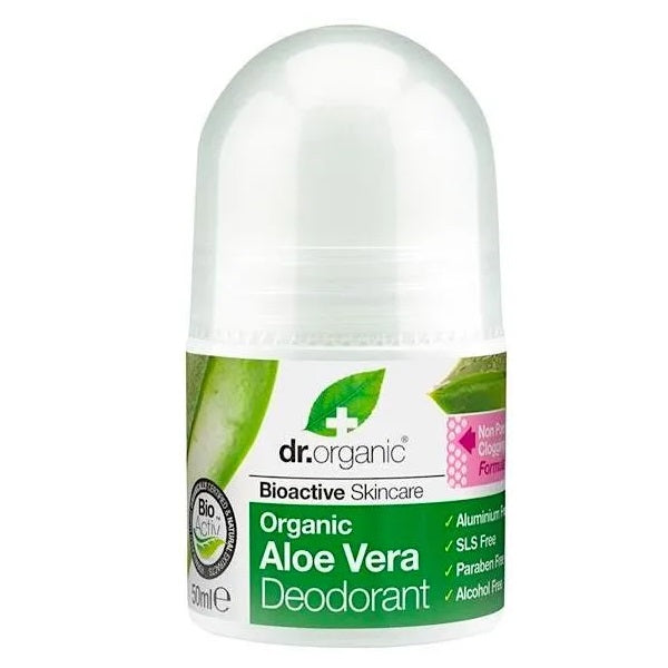 Dr.Organic Aloe Vera Deodorant antybakteryjny dezodorant w kulce z organicznym aloesem 50ml
