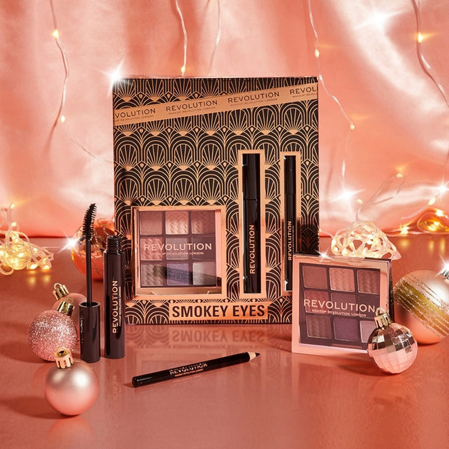 Makeup Revolution Smokey Eyes zestaw konturówka do oczu + tusz do rzęs + paletka cieni do powiek