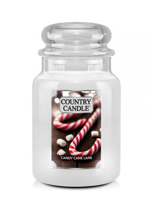 Country Candle Duża świeca zapachowa z dwoma knotami Candy Cane Lane 680g
