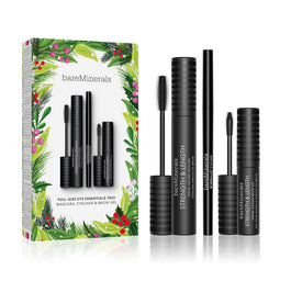 bareMinerals Eye Essentials Trio zestaw wzmacniająco-wydłużający tusz do rzęs Black 8ml + żel do brwi Clear 5ml + kredka do powiek Onyx 0.35g