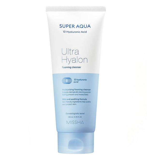 Missha Super Aqua Ultra Hyalron Foaming Cleanser nawilżająca pianka oczyszczająca z kwasem hialuronowym 200ml