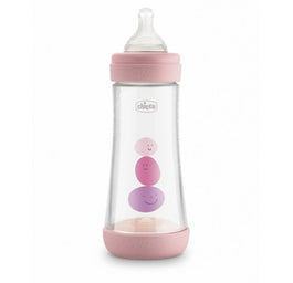 Chicco Perfect5 butelka antykolkowa ze smoczkiem silikonowym przepływ szybki 4m+ Girl 300ml