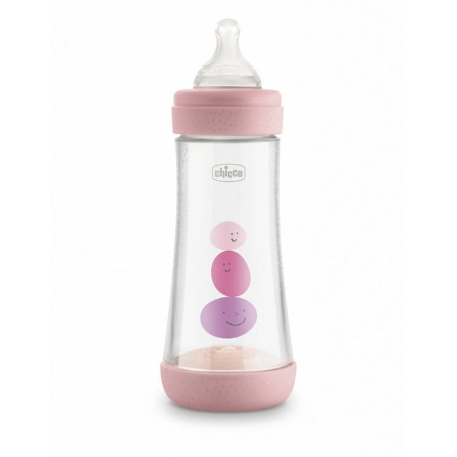 Chicco Perfect5 butelka antykolkowa ze smoczkiem silikonowym przepływ szybki 4m+ Girl 300ml