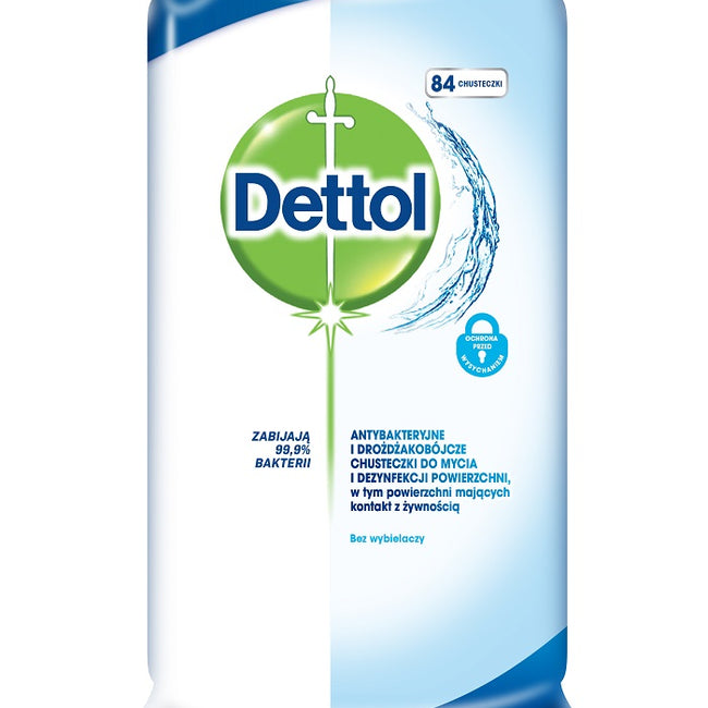 Dettol Antybakteryjne i drożdżakobójcze chusteczki do mycia i dezynfekcji powierzchni Original 84szt
