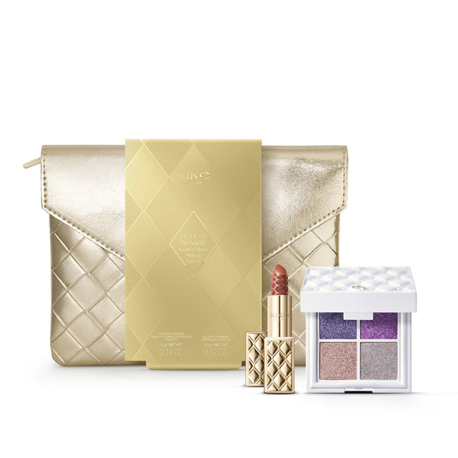 KIKO Milano Holiday Première Made To Shine Makeup Gift Set zestaw paleta cieni do powiek 01 4g + pomadka do ust 01 3.5g