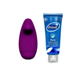 Unimil Discreet Clitoral Massager dyskretny wibrator do stymulacji łechtaczki + Pure nawilżający żel intymny 80ml