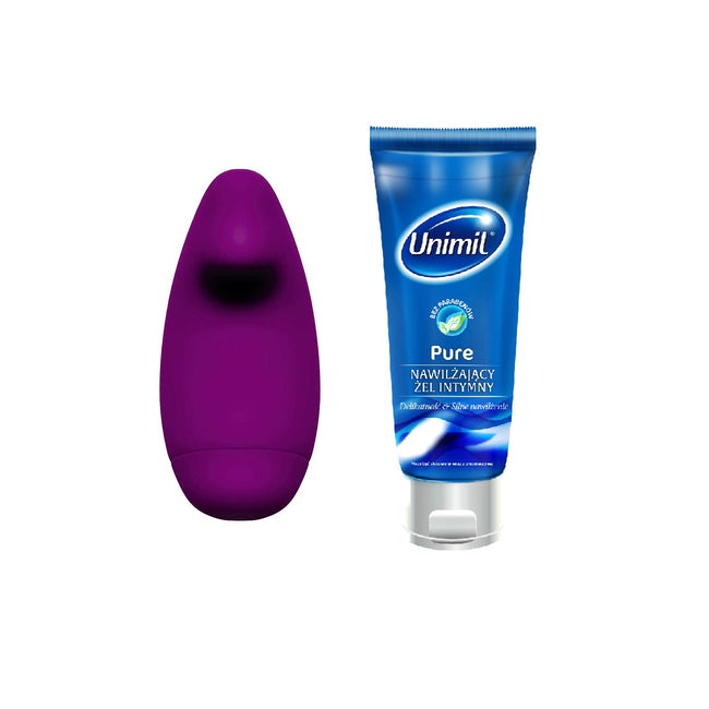 Unimil Discreet Clitoral Massager dyskretny wibrator do stymulacji łechtaczki + Pure nawilżający żel intymny 80ml