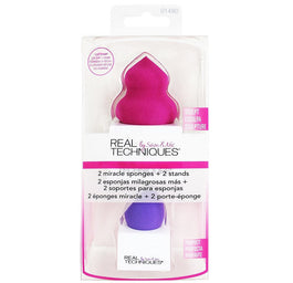 Real Techniques 2 Miracle Sponges + 2 Stands zestaw gąbeczki do makijażu x2 + stojaki na gąbeczki x2