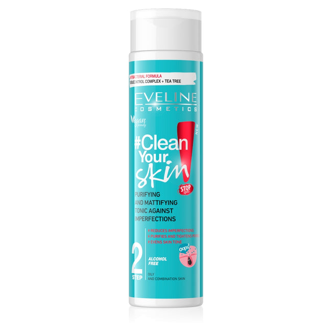 Eveline Cosmetics Clean Your Skin oczyszczająco-matujący tonik przeciw niedoskonałościom 225ml