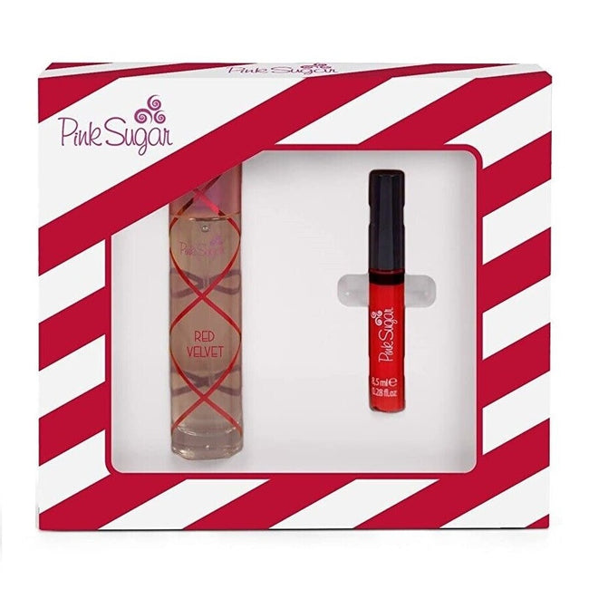 Aquolina Pink Sugar Red Velvet zestaw woda toaletowa spray 50ml + błyszczyk do ust 8.5ml